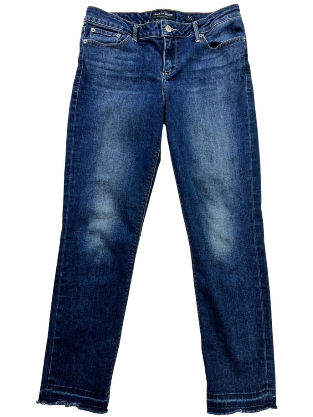 Lucky Brand Women Mid Rise Lolita Crop Jeans Stretch Denim Sz 8/29 Blue Mid Wash